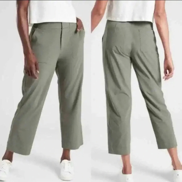 Athleta Pants - ! Athleta Sz 10 Tribeca Utility Crop Pant Lightweight Pockets Laurel Olive